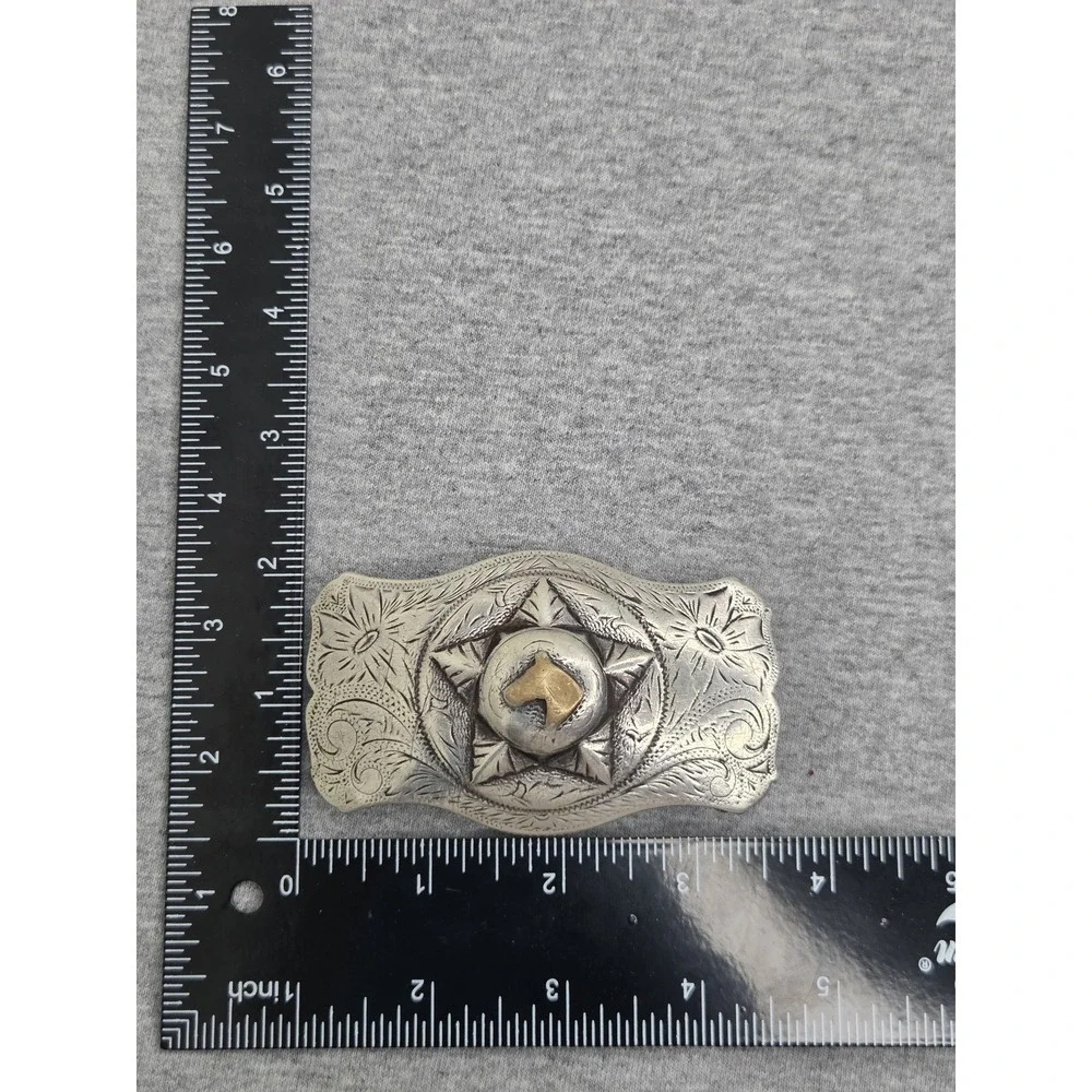 Rare Vintage Keyston Sterling Silver 14k Gold Horse Western Belt Buckle Heavy